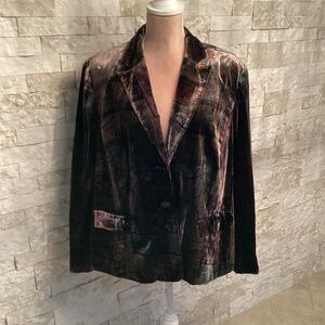 Vintage Evelyn Blazer Paisley Velvet Patchwork Lined Boho Whimsigoth Jacket